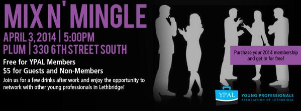 YPAL_'s tweet photo. Join us Thursday April 3rd 5-7pm @uncorkplum for great networking with young professionals in Lethbridge #yql http://t.co/90bFFuFk3p