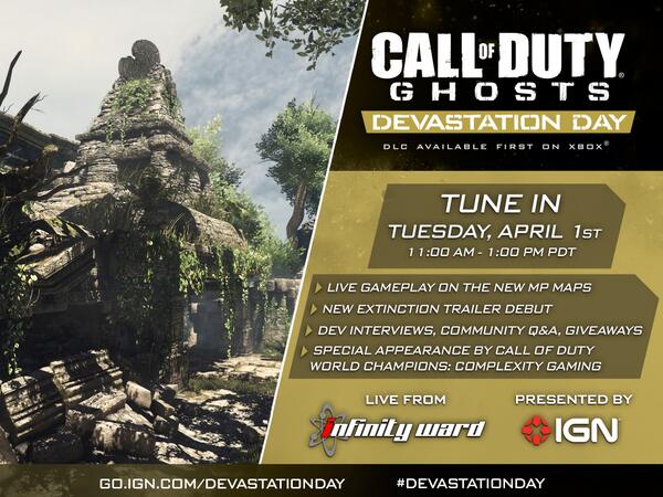 CallofDuty's tweet image. Tomorrow is #DevastationDay! Watch newly-crowned #CODChamps @compLexityLive play new maps go.ign.com/devastationday @IGN