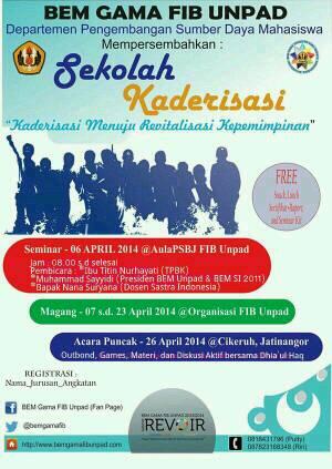 bemfibunpad's tweet photo. BEM Gama FIB UNPAD
Departemen PSDM
Mempersembahkan:
"Sekolah Kaderisasi"
Seminar -Magang- Acara Puncak
@ArabUnpad2011 http://t.co/xvCaNTIRuf