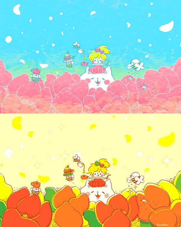 カナヘイ ゆるほっこフェア開催中 V Twitter おはようございます 4月壁紙更新しました 色は2パターン お好みのがあれば壁紙に使ってやって下さい 各サイズ 色はコチラ Http T Co L4lotqxq5u Http T Co Rpotzn4l1b