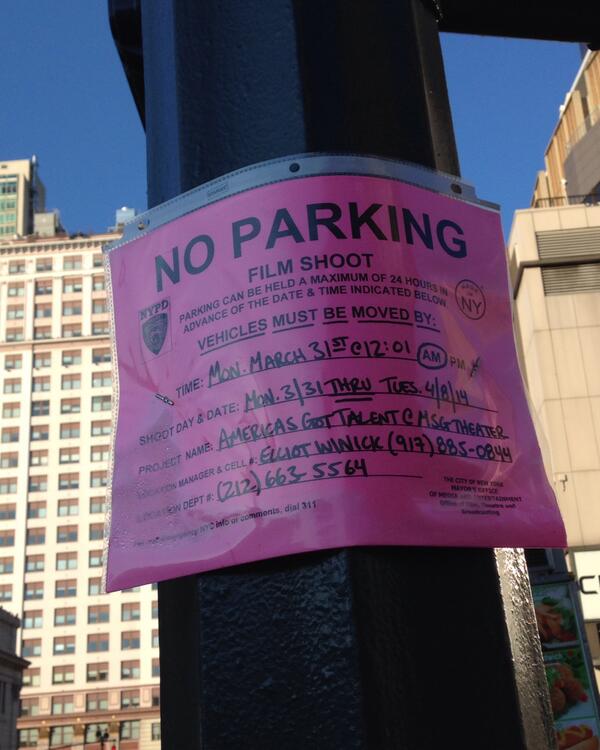 jenknyc's tweet photo. @olv signs all around MSG/Penn for America’s Got Talent filming http://t.co/l80dw9tp75