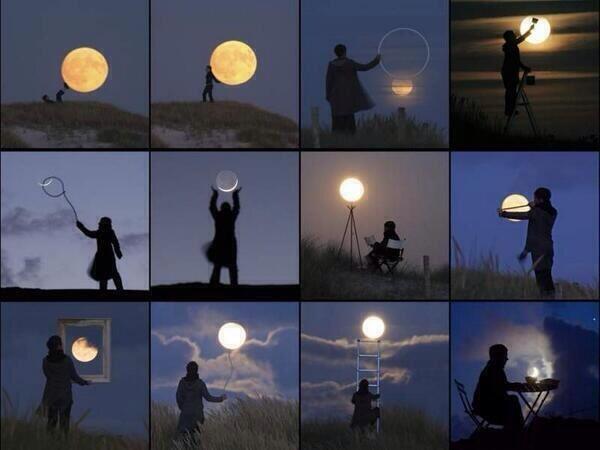 _Paisajes_'s tweet photo. Sorprendente arte con la luna! http://t.co/sqapWbpocM