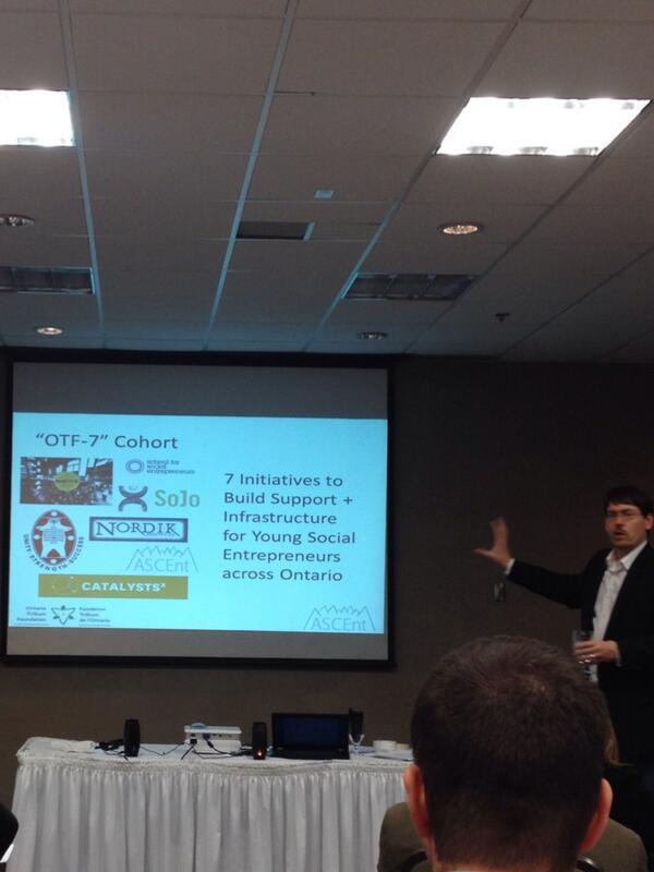 KirstynDV's tweet image. @The_SoJo featured at #cdmn #hubmeeting . Companies in the Ontario Trillium Foundation 7 @RyersonDMZ