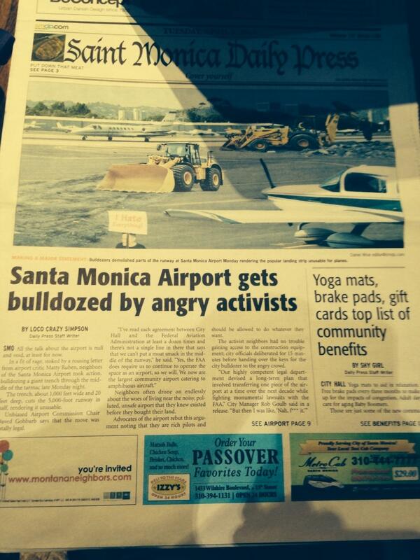 case76ct's tweet photo. Santa Monica airport has a moat in the runway and is rendered useless. http://t.co/UlZRJW6IWP