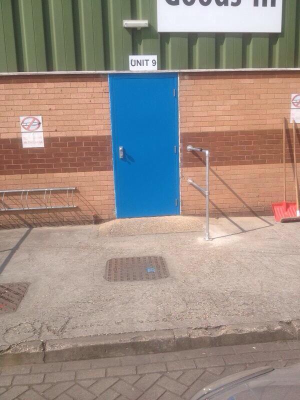 DoorMaintenance's tweet image. Replacement #steeldoor at Gillingham Kent with handrail #securitydoors #kentsecurity