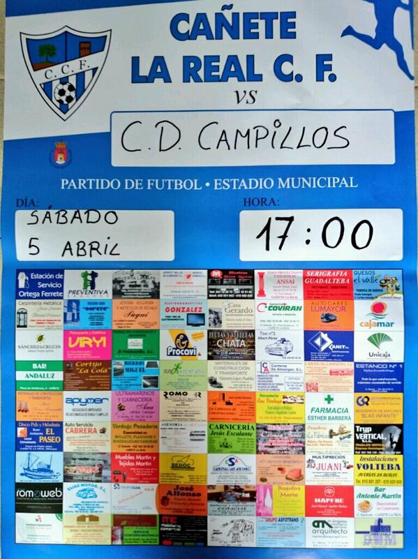 CaneteLaRealCF's tweet photo. Cartel del partido de éste sábado 5 de Abril. #NOFALTÉISSS!!! #RT http://t.co/lVHBIN9XP2