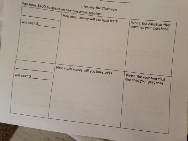 Cport_Second's tweet image. We worked on a sheet to see what classroom supplies we can buy with $100 or less. #AndresClass #relevantMath