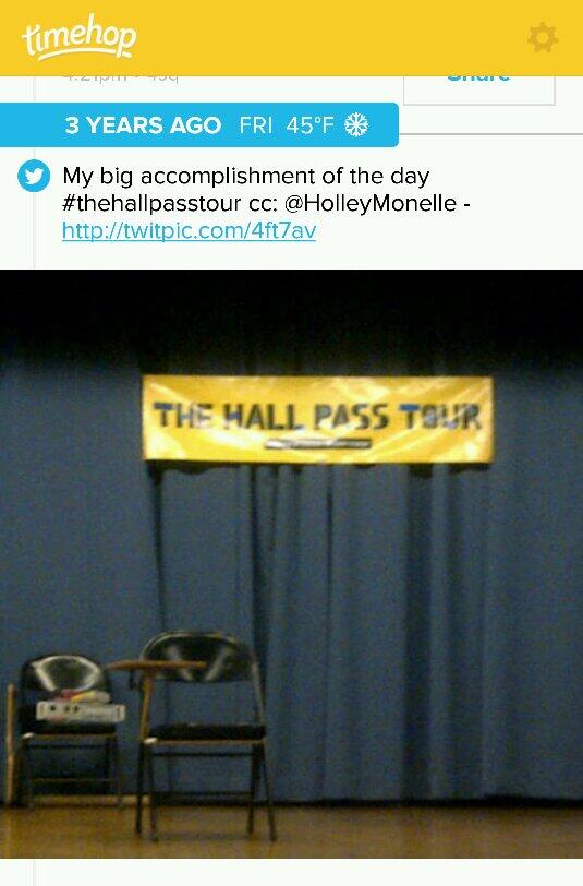 HallPassTour's tweet photo. It all started 3 years ago with a few ambitious 20 somethings from NYC and this little banner. Happy Birthday to us! http://t.co/3qLt6H6uCr
