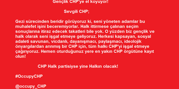 ozcanyuksek's tweet photo. Gezi gençliği CHP'ye el atıyor. Galiba her şey çalınan oylara sahip çıkmayla başladı.
@occupy_CHP http://t.co/uSN9PyVAAo