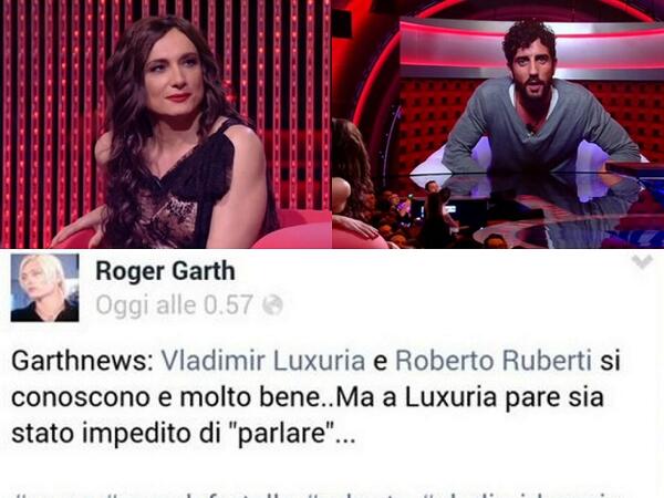 GossipeTv's tweet photo. #gf13: #RobertoGF e #vladimirluxuria si conoscono? #rogergarth risponde. http://t.co/Or5WQwFAWB http://t.co/AFjLBDNRDz