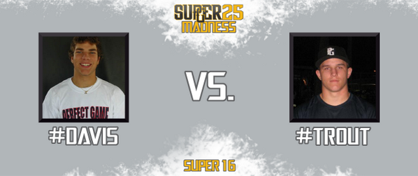 The 2nd <a href="/PerfectGameUSA/">Perfect Game USA</a> #Super16 contest features Chris Davis &amp; Mike Trout. Reply with #Davis or #Trout to vote.