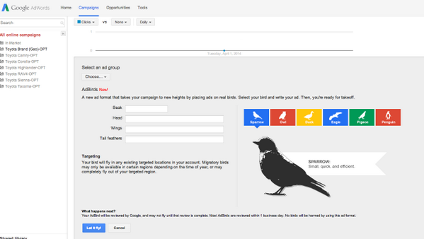 SSchwede's tweet photo. Only marketing nerds like me will like this #AdBirds #Google http://t.co/71Yf9iKxSP