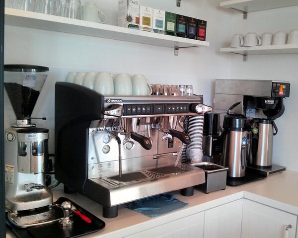 CoastalCake's tweet photo. Sunny start to Week 3!  New 2-group-set machine working full steam ahead ... see you soon for coffee, tea and treats! http://t.co/39YjwL0zlU