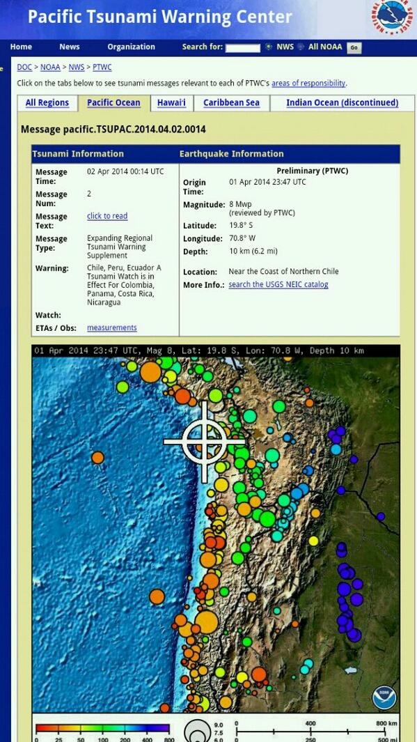 YoSoyBombero's tweet photo. De acuerdo a los últimos Informes y Reportes Llegados se Activó la Alerta de Tsunami EN LAS COSTAS DE VARIOS PAÍSES http://t.co/V1B2QfRnXf