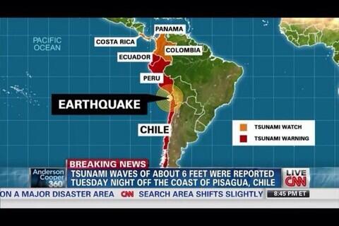 BuzzFeedEspanol's tweet image. Mapa de países con alerta de tsunami debido al terremoto en Chile
