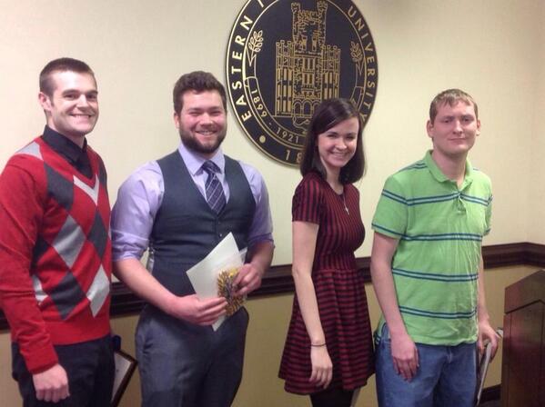 Congratulations to <a href="/BrianVorce/">Brian Vorce</a>, @seth_c_schroe, <a href="/sheanotshae/">Shea Lazansky</a>, and Josh Jones on being inducted into Kappa Tau Alpha!