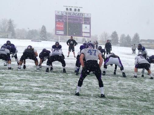 Spring Ball in the snow!What more could you ask for?  We attacked today. Coach Ena in shorts. #cherishthemoment