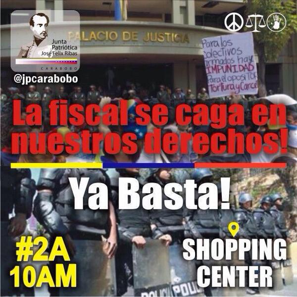 usresistencia's tweet photo. PASALO RT Mañana #2A Marcha 10AM Shopping Center. http://t.co/jWSC6Rf2OY @AnonsCarabobo @AnonymissVzla @AnonymousVzIa @AnonymousVene10