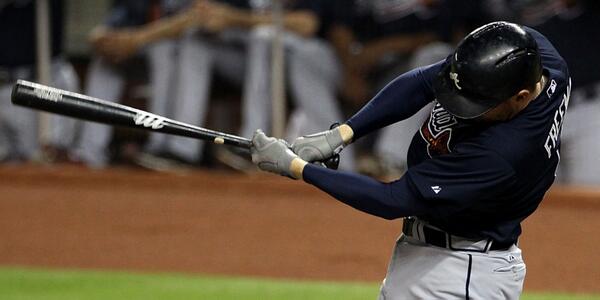 SportsCenter's tweet photo. Hugs for homers! Freddie Freeman goes yard twice for the Braves, drives in 3 runs in 5-2 win vs Brewers. http://t.co/TsvjHds8Su