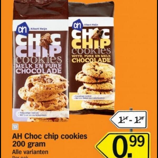 tienerkortingen's tweet photo. AH: Chocolate Chip Cookies €1 http://t.co/RuC5Oh3jBN