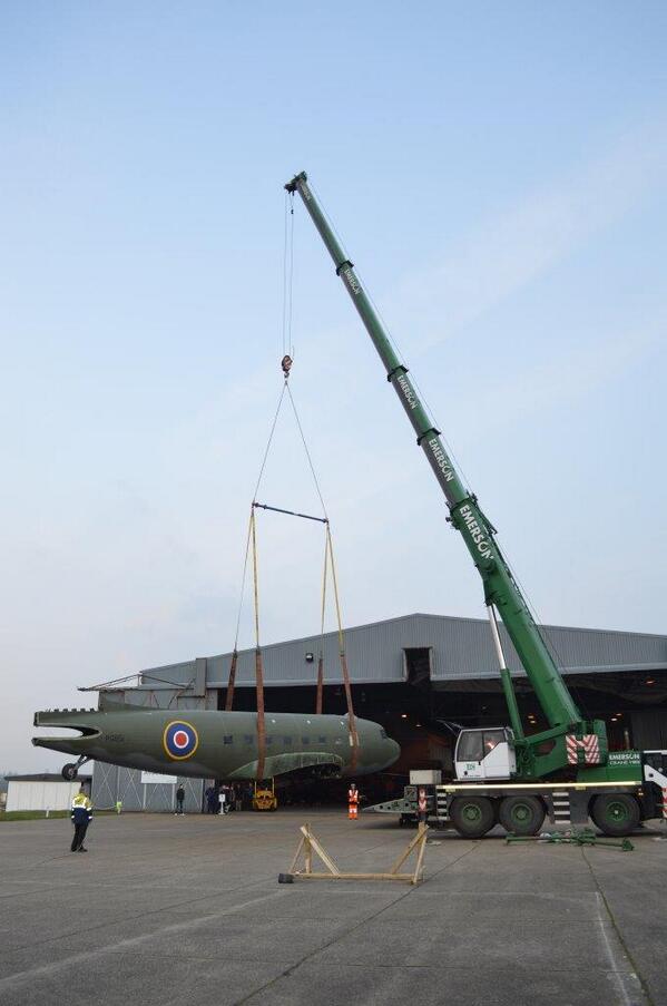 Another great shot of our 55t Liebherr lifting the DC-3 KG651 Dakota Aircraft! #lifting #pic