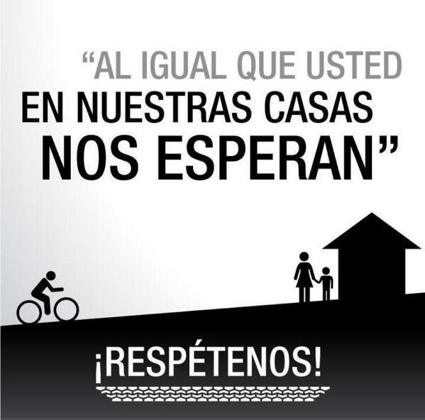 ciclistafurioso's tweet photo. Solo pedimos respeto!!En nuestra casa tambien nos esperan, somos personas.#RespetoAlCiclista  #metroymediodeseguridad http://t.co/nuyWDO3E4p