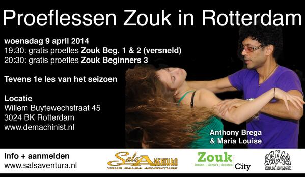 BregaZouk's tweet photo. Next Wednesday free Try-out lessons Zouk in Rotterdam! Check flyer http://t.co/eeJePIXZ4Y