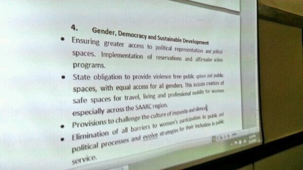 Th core #Gender # Democracy #sustainable # Development #SDG <a href="/HelenClarkUNDP/">Helen Clark</a> #SouthAsia #beyond2015 <a href="/LSRDU/">Lady ShriRam College</a> <a href="/WPSProject/">Women Public Service</a>