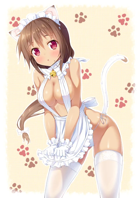裸エプロン猫耳しっぽニーソ2 