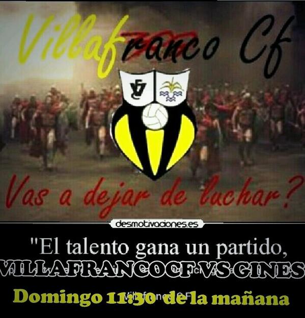 domingol21's tweet photo. VILLAFRANCOCF VS GINES. DOMINGO 11:30 DE LA MAÑANA.  Partido muy importante de cara al futuro del club!  Vamoooos!!💪 http://t.co/3tZ2hXV4BJ