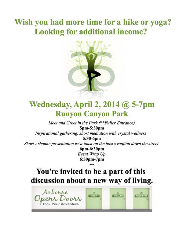 MandiReno's tweet image. Very special gathering TONIGHT 5pm @RunyonCanyonPrk @arbonne @NikkiBalance@ClarkHarr #yogamatswelcome #bringasweater