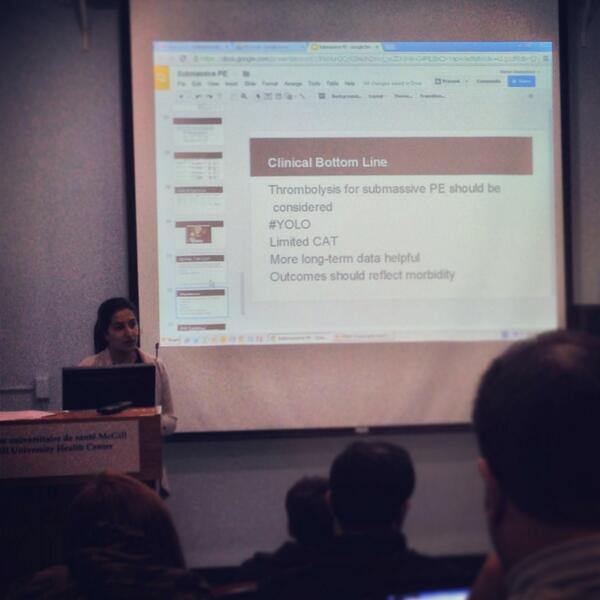 Thrombolysis in sub-massive PE? #mcgillEM