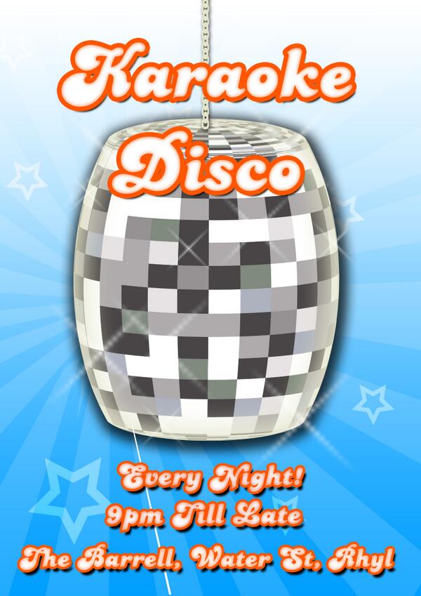 TheBarrell's tweet photo. Karaoke Disco at your favourite local in Rhyl! Browse through our extensive song list &amp; come and sing your heart out! http://t.co/chtLpPO58t