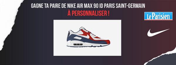 le_Parisien_PSG's tweet photo. Gagne ta paire de Nike Air Max 90 Paris-Saint-Germain à personnaliser >http://t.co/u2dD9yY3nf #PsgVaFaireLeBuzzCeSoir http://t.co/yf9geQ6btt