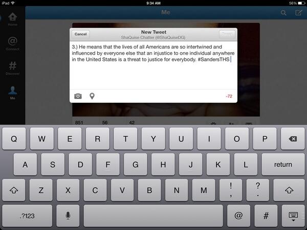 ShaQuiseDG's tweet image. 3.) The MLK quote means.. #SandersTHS