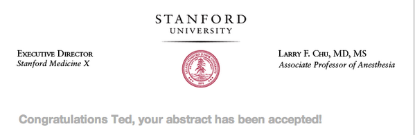 tctjr's tweet photo. My panel discussion was accepted @StanfordMedX "Why Healthcare Costs So Much in America” @Stanford #sharethehealth http://t.co/BScqZRSk9I