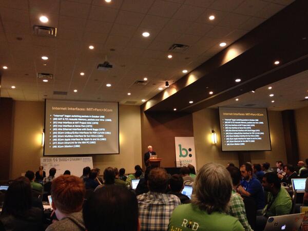 brettahurt's tweet photo. @BobMetcalfe details the history of Internet Interfaces that led to 3Com's rapid growth @Bazaarvoice #bvhackathon http://t.co/96moCtWfFD