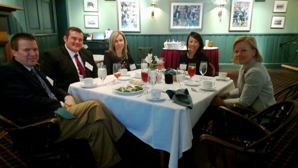 MarjaPemberton's tweet photo. Good and open discussion at lunch in The Hopkins Club with James McMenamin &amp;co. Thank you! @JohnsHopkins #commstour14 http://t.co/aFCe6DouhG