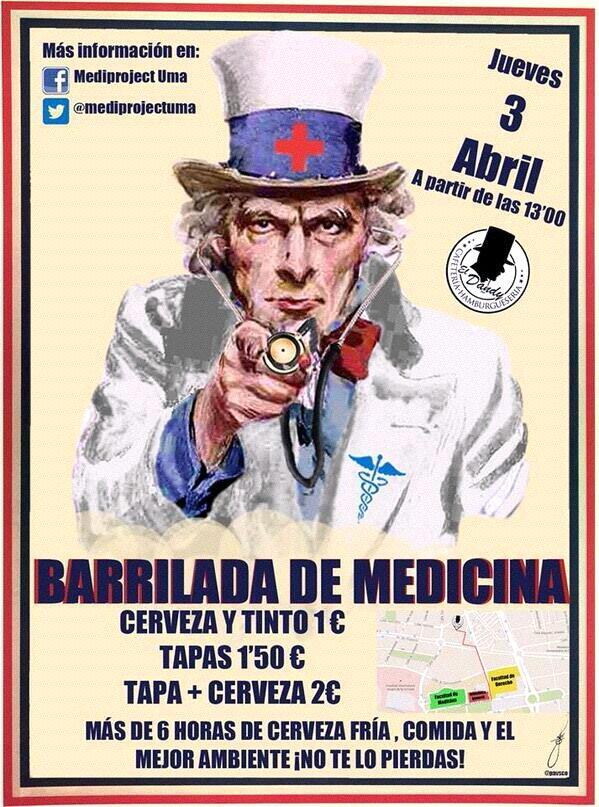 mediprojectuma's tweet photo. ¡¡Desde las 13:00, el mejor plan al salir de clase, o antes de entrar!! No os vais a arrepentir!! #barriladaMed http://t.co/FyCmBsuwXq