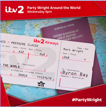 ITVX's tweet photo. Shrimps? Check. Barbie? Check. Party? You betcha! Here's your ticket to #PartyWright Around The World at 9pm http://t.co/UVbHlNP5Zd