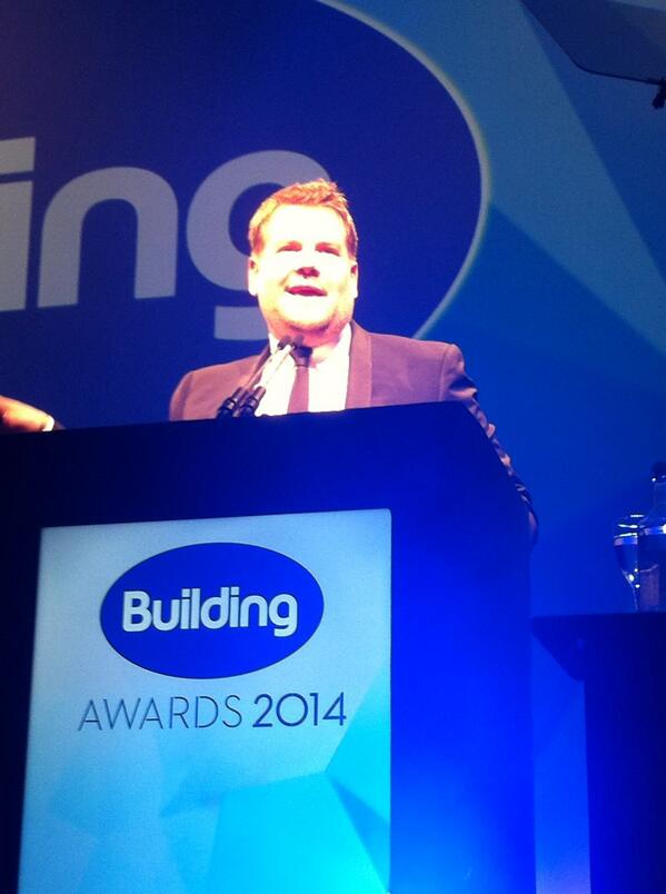 Front row at the #BuildingAwards with <a href="/jamescordon/">James Cordon</a> presenting