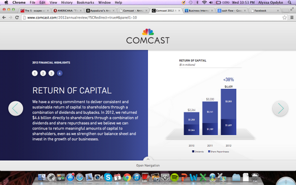 lyssfulthinking's tweet image. Staring at an annual report &amp;amp; analyzing Comcast's cash flow....yeah that's my kinda night #commmajorproblems