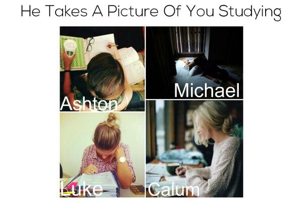 1DPreferenc3s's tweet photo. He Takes A Picture Of You Studying #5SecondsofSummer #5SOSImagines #5SOSPreferences http://t.co/0TzQLiB7cS