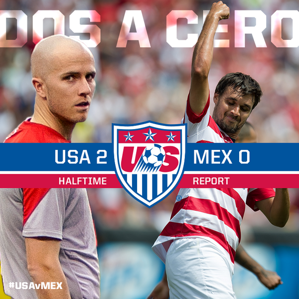 USMNT's tweet photo. Halftime Report. #KeepItTrending #DosACero http://t.co/F5jYatySct