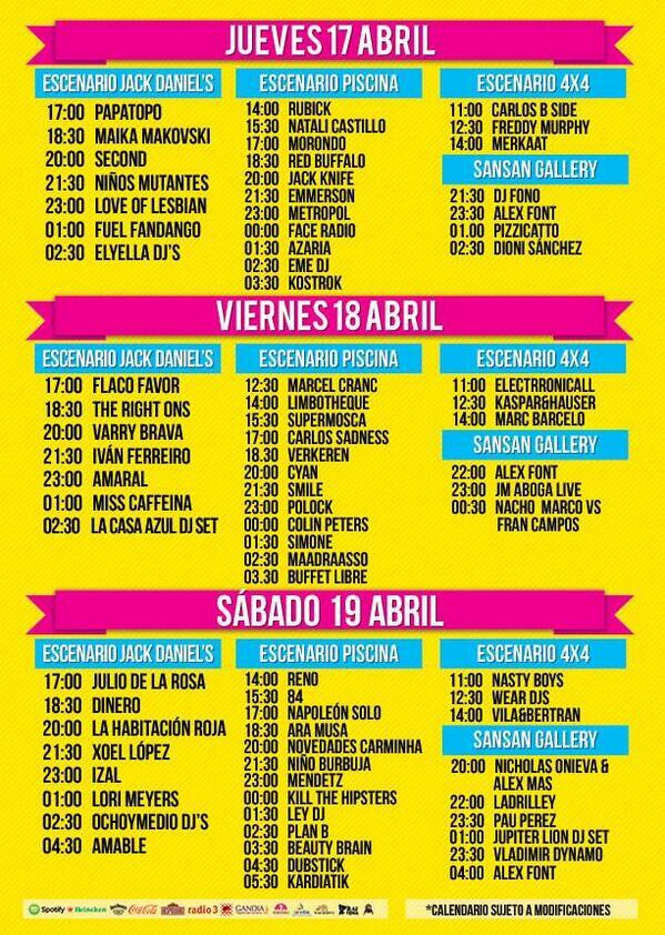 ochentaycuatro's tweet photo. Ya están los horarios de el @SanSanFestival!! La que se va a liar en la piscina!! ;) http://t.co/JJJIvHksCe