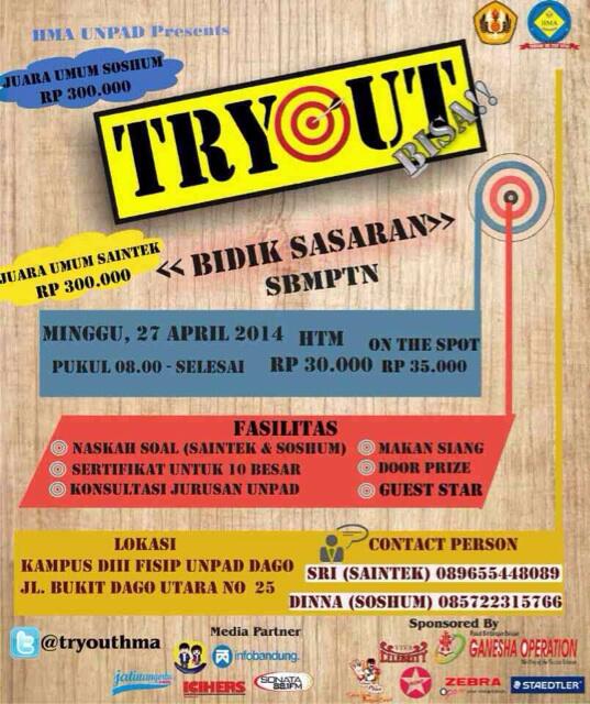 TryOut BISA (Bidik Sasaran) SBMPTN |27 April '14| at DIII Fisip Unpad Dago |HTM:30k OTS:35k <a href="/sman10bdg/">SMAN 10 BANDUNG</a>
