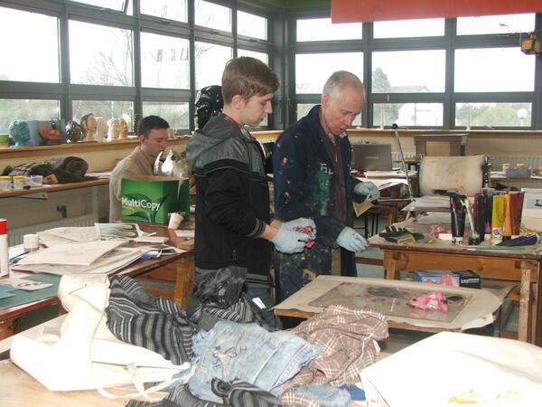 OFiaichCollege's tweet photo. Students of the creative department preparing for their end of year exhibition. Its all systems go, opening 6th May. http://t.co/W9jqtuEUXB