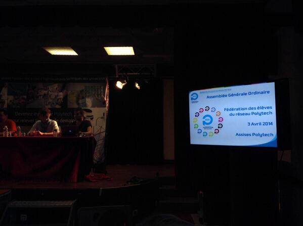 pafoury's tweet image. #polytech2014 - L’AGO de la fédération des élèves du réseau de Polytech est sur le point de débuter.