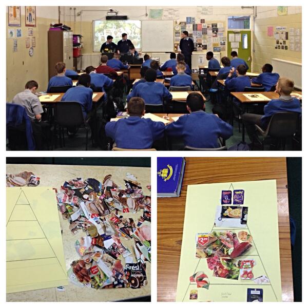 moylepark's tweet photo. TY students teach 1st yrs about the food pyramid in an SPHE class as part of @WellBeingWeek #wellbeingmpc http://t.co/1Nfk42Tb4V