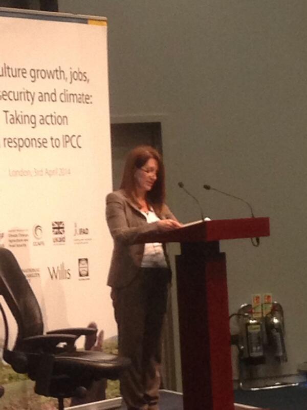 IFAD's tweet photo. Lynne Featherstone UK undersec 4 Int Dev wraps-up #IPCCAg climate change is extra burden for those living in poverty. http://t.co/kYj1NkDHDP